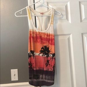 White tank top with sunset picture